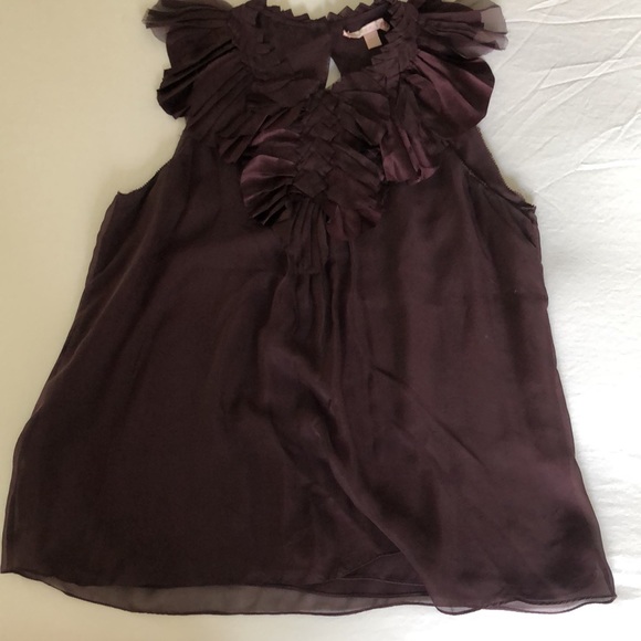 Rebecca Taylor Pleated Ruffle Neck Blouse - Picture 2 of 12